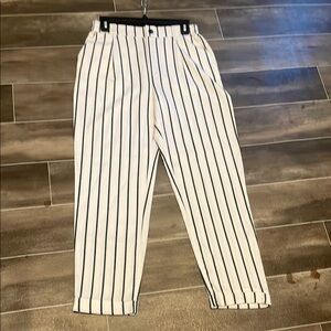 Striped White and Black Women’s Pants